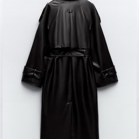 Zara Oversized Faux Leather Trench Coat - Picture 3 of 3